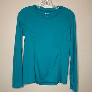 COLUMBIA Shirt Turquoise Active Wear Freezer Coil Long Sleeve Fitted Outdoor XS